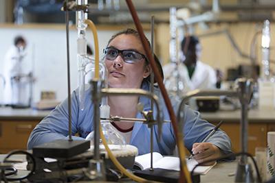 student in lab